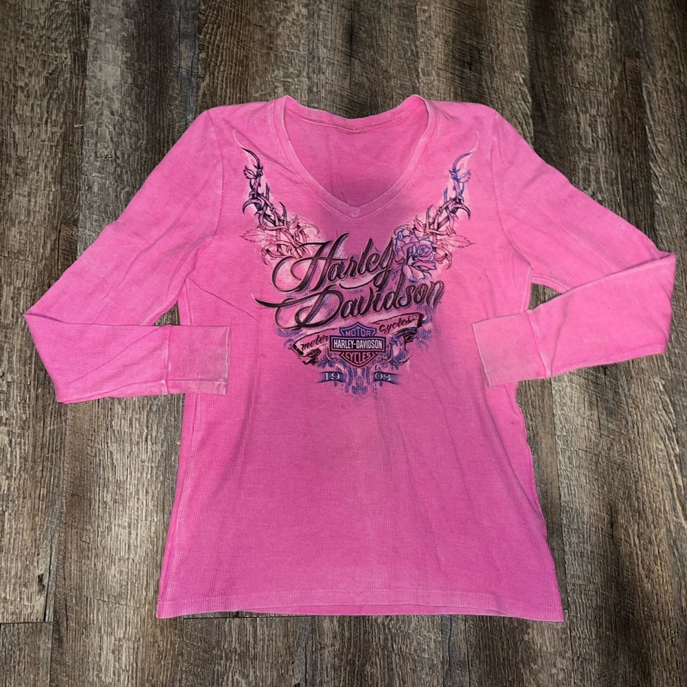 Vintage Harley-Davidson Pink‎ Women's Longsleeve Y2K Size Medium